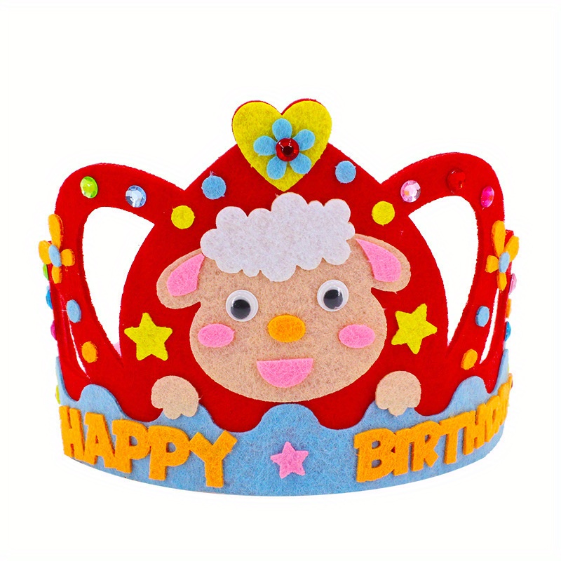 6 Sets Kids Birthday Crown DIY Kit Birthday Hat Making Materials Kids DIY Supplies, Size: 12x10x10CM