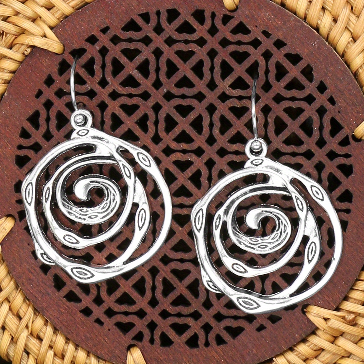 16 pairs of vintage ethnic style silvery geometric hollow alloy simple and fashionable pendant style multi style combination earrings set for women daily street photography theme dressing fashion simple and versatile details 9