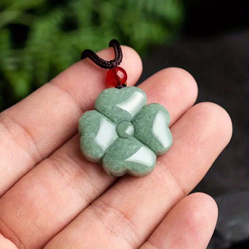 1pc Fashionable Green Lucky Four-leaf Clover Pendant Necklace