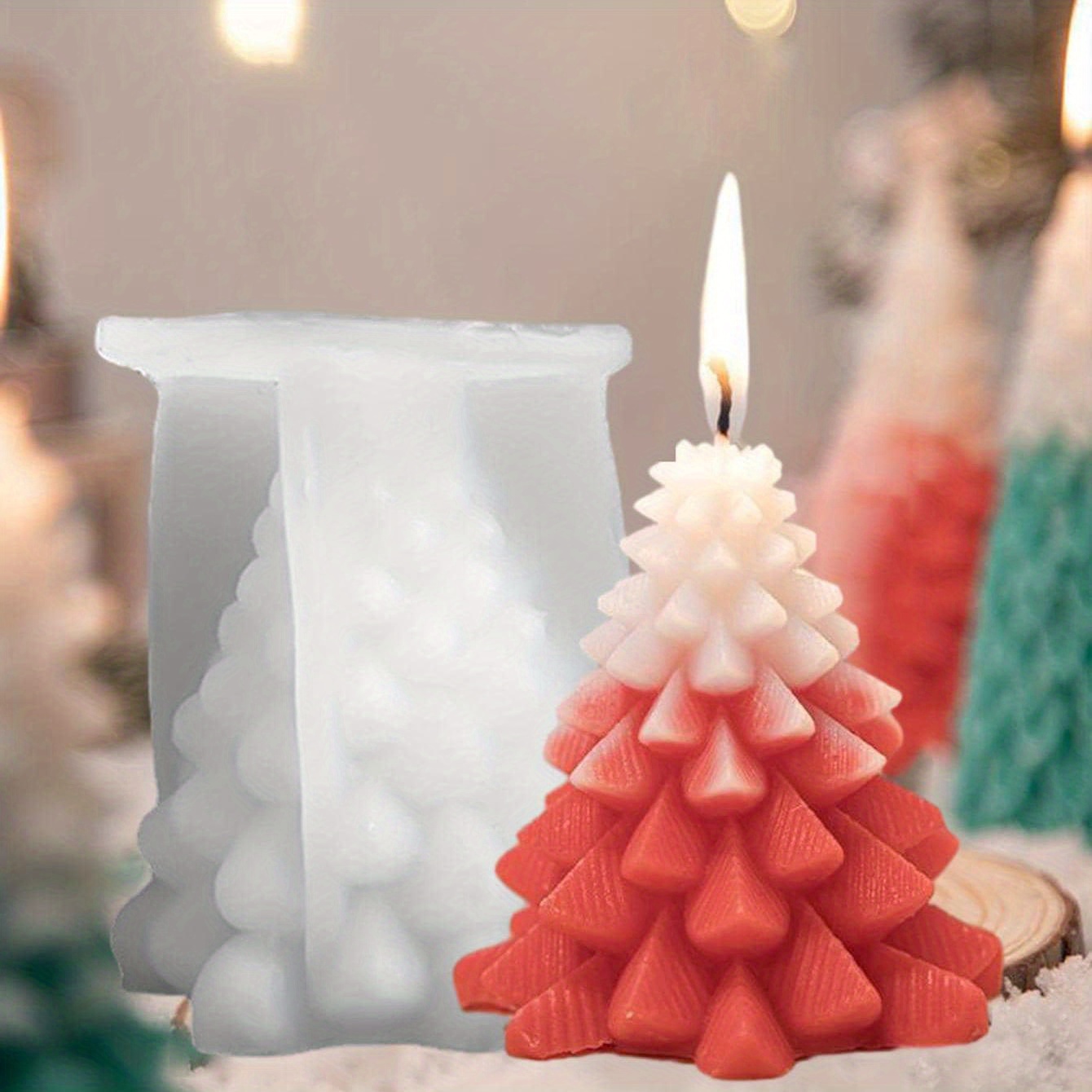 1 Pc Silicone Christmas Cedar Scented Candle Making Mold For Diy