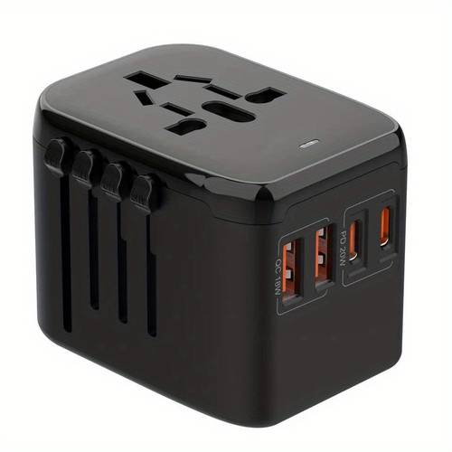 1pc compact travel adapter with 5 in 1 international power plug features 3 5a dual usb a ports type c pd 20w qc 18w fast charging ac outlet sleek for europe usa uk australia asia type c international power adapter flexible charging travel adapter fast charger