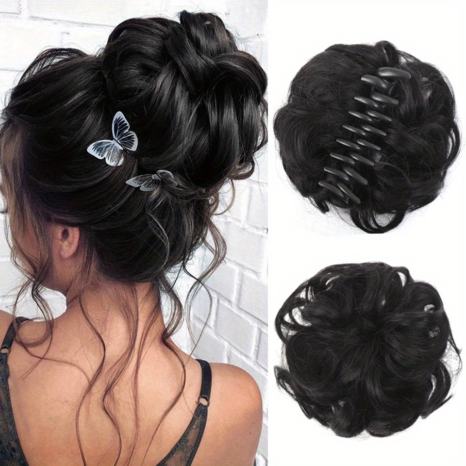 Messy Hair Chignons Synthetic Hair Extensions Wavy Donut Scrunchy