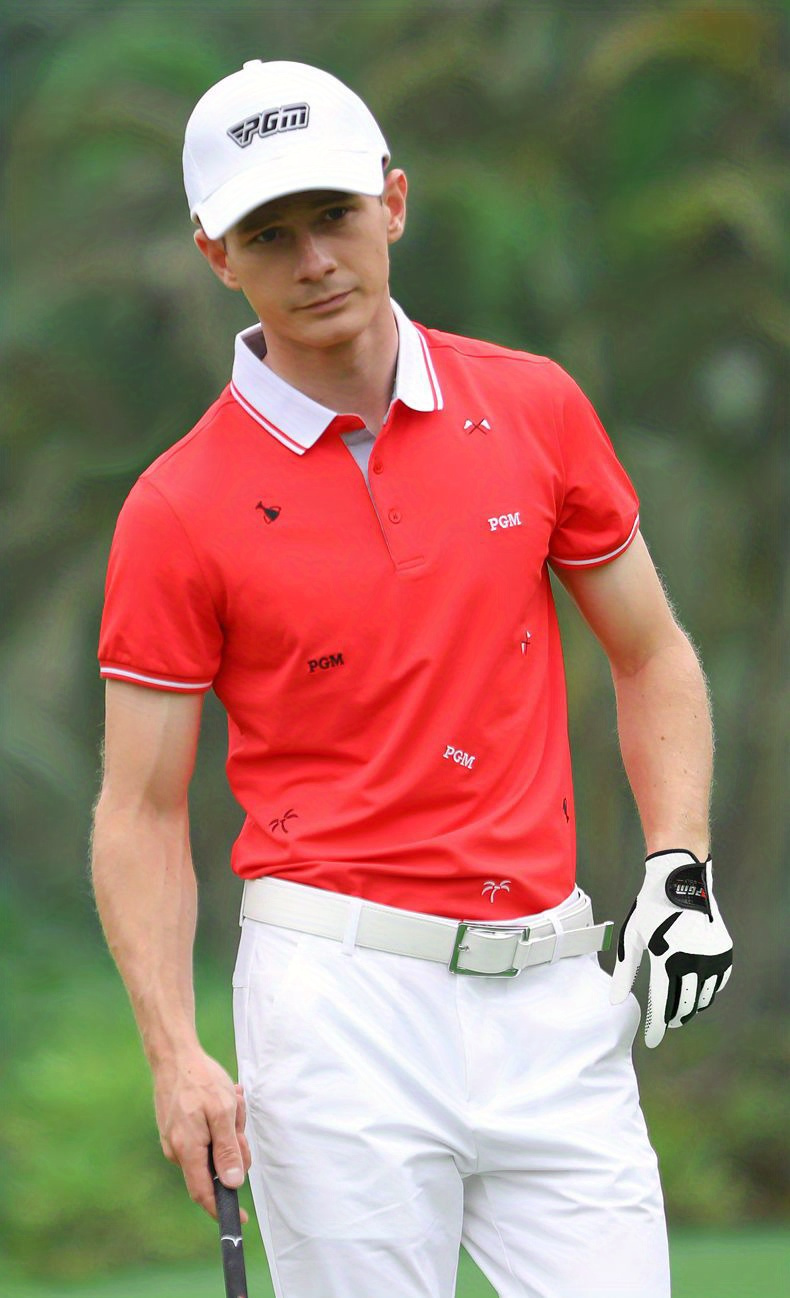 1pc PGM Men'S Left Hand Golf Glove, Anti-Slip Full-Finger Design, Soft Breathable Laica Fabric, Hook-and-Loop Closure, Spandex Non-Woven Fabric, Hand Wash - Comfortable Fit for Natural Movement