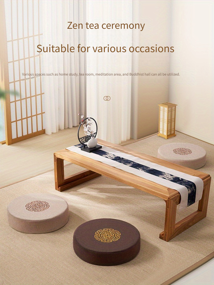 1pc traditional woven fabric sponge padded meditation cushion round pouf tatami floor pillow with non electrical   details 0