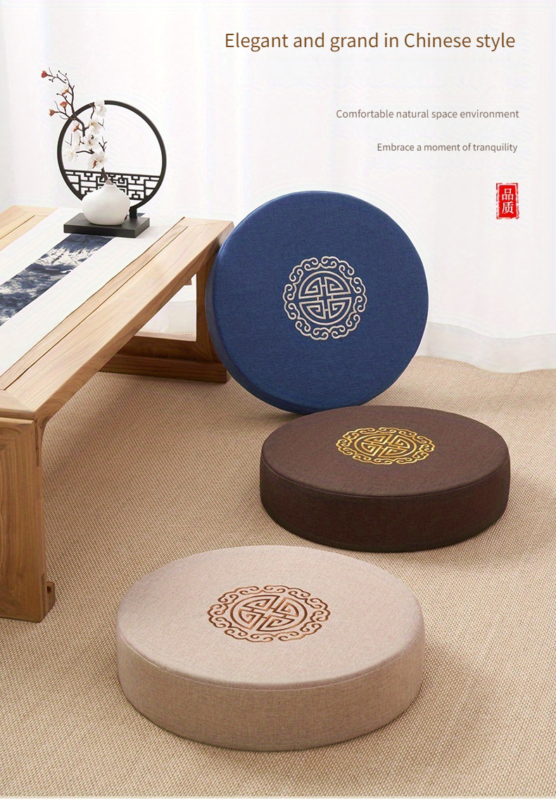 1pc traditional woven fabric sponge padded meditation cushion round pouf tatami floor pillow with non electrical   details 1