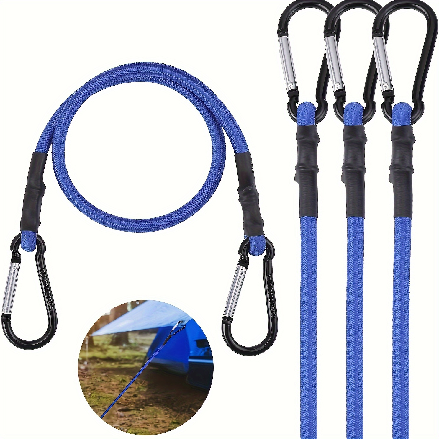 

4pcs Heavy Duty Rubber Bands With Aluminum Hooks - Premium, Weatherproof, Elastic Tent Straps For Secure Camping Adventures - Durable & Multi-purpose Accessories