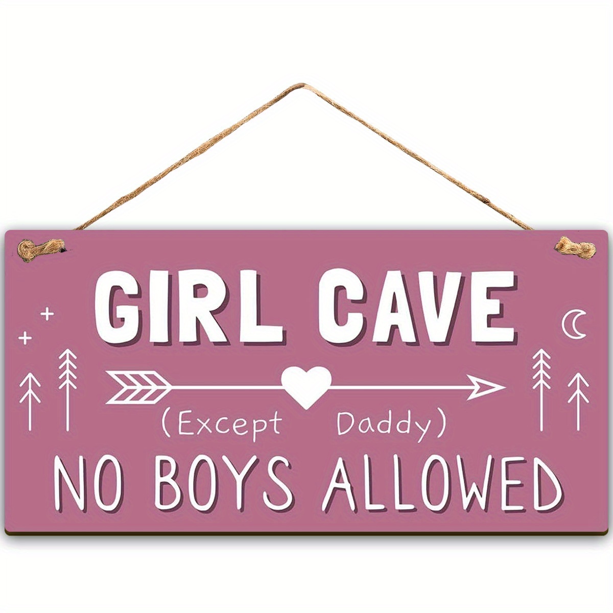 

2pcs Girl Cave Sign Allowed Daddy, Girls Bedroom Decorations, Hanging Wooden Door Sign For Teen Girl Bedroom Living Room Wall Decor