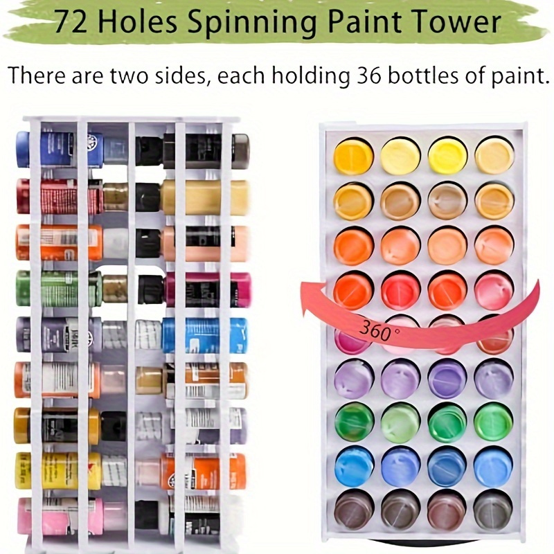 

72 Holes Detachable Acrylic Paint Organizer - Durable Pvc Craft Paint Holder For 2oz Bottles - Art Supply Storage Rack, White