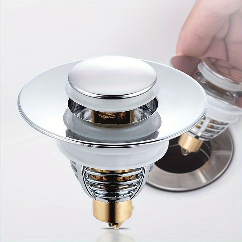 

1pc Stainless Steel Bathroom Sink Stopper - Fit For 1.06"-1.80" Drains, Pop-up Basin Filter With Hair Catcher, No Overflow Design