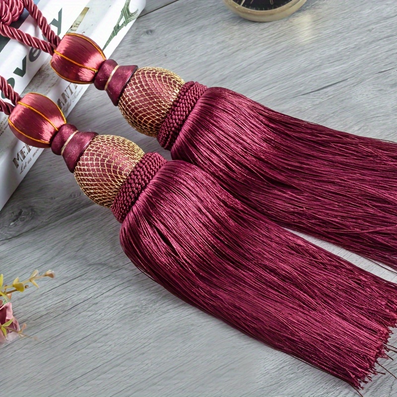 1pc glam polyester curtain tieback with tassel hanging ball holdback for living room office home decor details 5