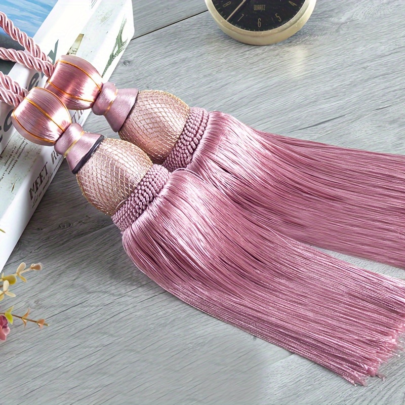 1pc glam polyester curtain tieback with tassel hanging ball holdback for living room office home decor details 4