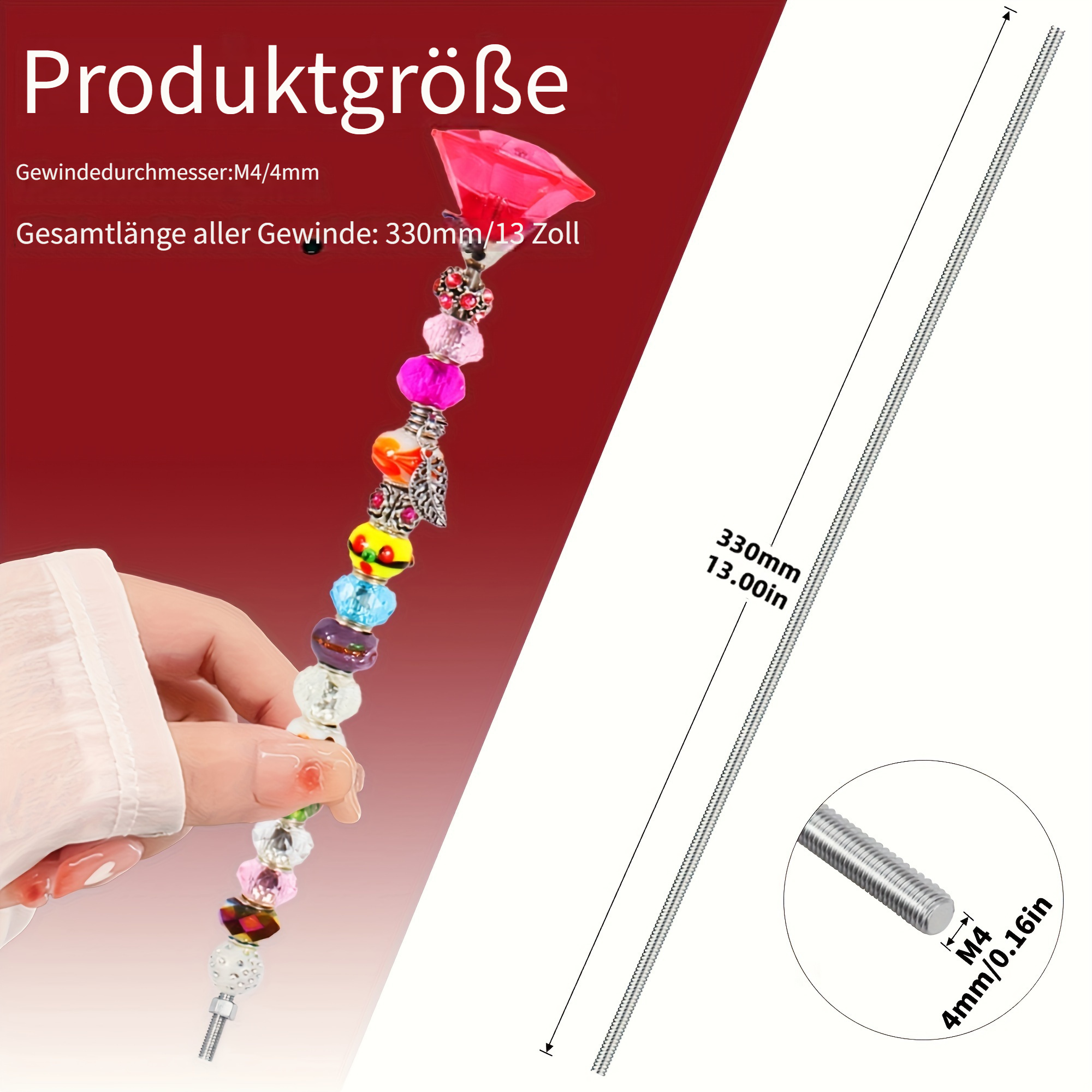 12 Stück M4 X 200mm Edelstahl Gewindestange Set Mit Muttern & Verbindern - Vollgewindestangen Möbel & Maschinen
