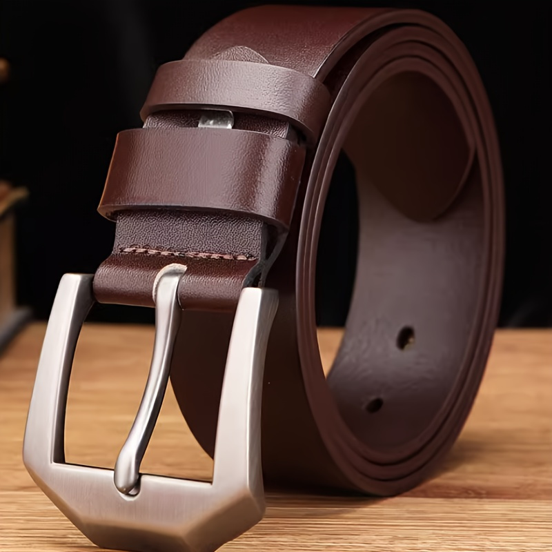 

Ceinture en cuir classique avec boucle carrée - Ceinture décontractée pour hommes - Noir, grande taille, boucle en alliage, cuir véritable.