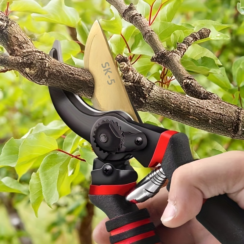 

Professional Pruning Shears - 8.27" Carbon Steel Garden Clippers With Sharp -5 Blade, Comfort Grip Handle, Durable Tree Trimmer For Home & Garden