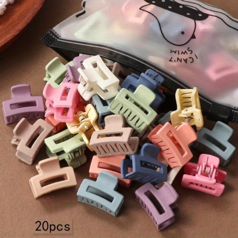 

20-piece Set Matte Solid Color Hair Claw Clips - Cute, Non-slip Ponytail Holders For Women And Girls