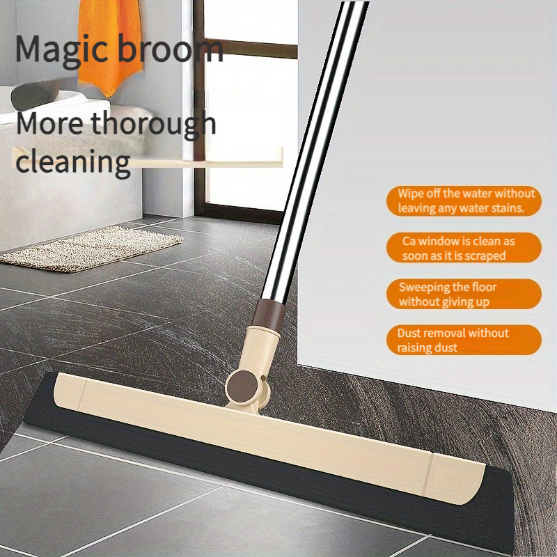 

Stainless Steel Magic Broom Squeegee - Multi-surface Cleaner For Living Room, Bedroom, Bathroom, Toilet, Kitchen - 91cm Long Handle - Dust & Water Removal Tool.
