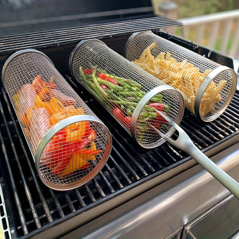 Temu TEMU Stainless Steel Bbq Grill Cage - Portable Outdoor Camping Cooker, Durable Round Barbecue Accessory Camping Stove Camping Cookware sold by Temu Affiliate Program