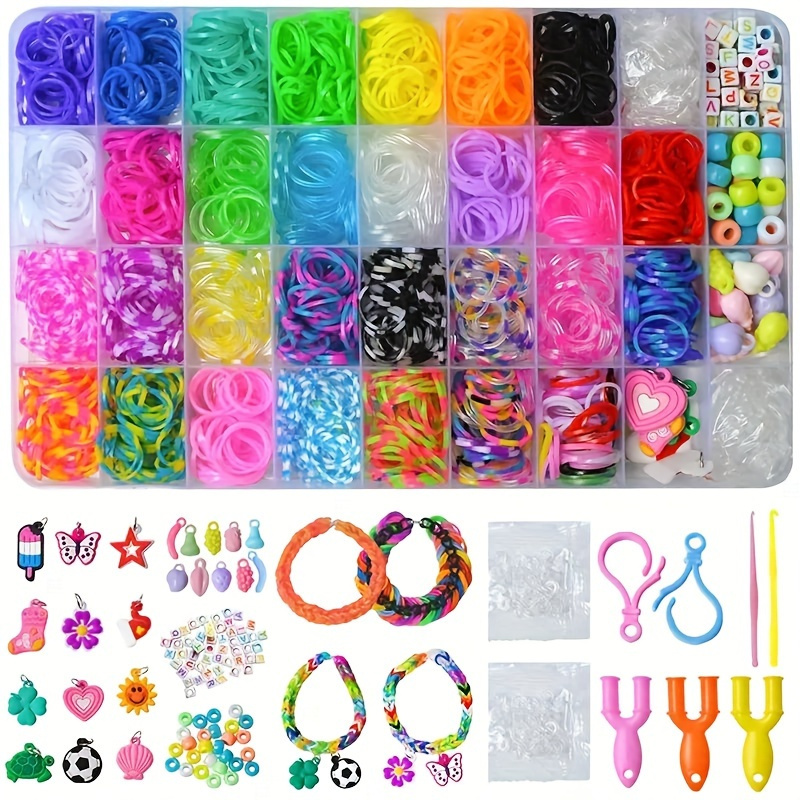 

Rainbow Rubber Band Bracelet Kit - Diy Jewelry Making Set With Easy Techniques, Fun Craft Supplies For Creative Designs, Portable & Mess-free, No Power Needed - 1 Set