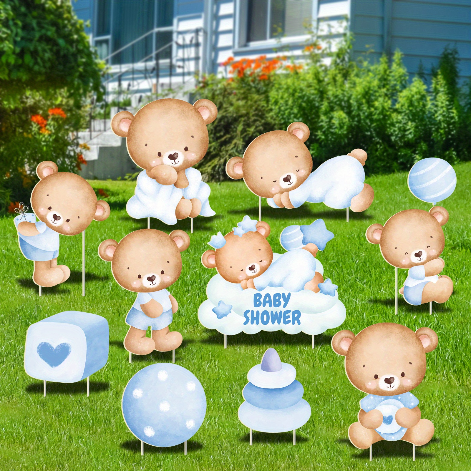 

{open } 10 Pcs Teddy Bear Yard Signs Party Supplies Birthday Bouquet Decorations Yard Signs With Stakes, Party Supplies, Birthday Decorations Party Decor Outdoor Decorations