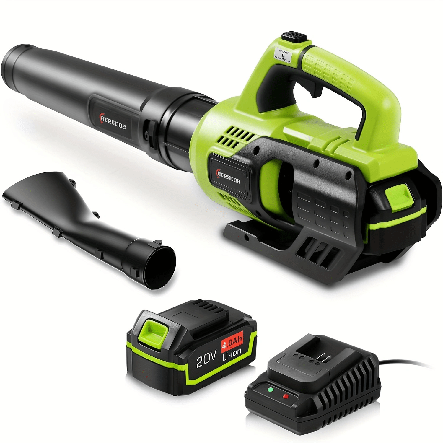 Image of Leaf Blower Cordless, 100-240vac, 580cfm/160mph Electric Leaf Blower With 4.0ah Battery And Fast Charger, Lightweight Leaf Blowers For Lawn Care, Yard, Garage, Patio & Sidewalk Blowing