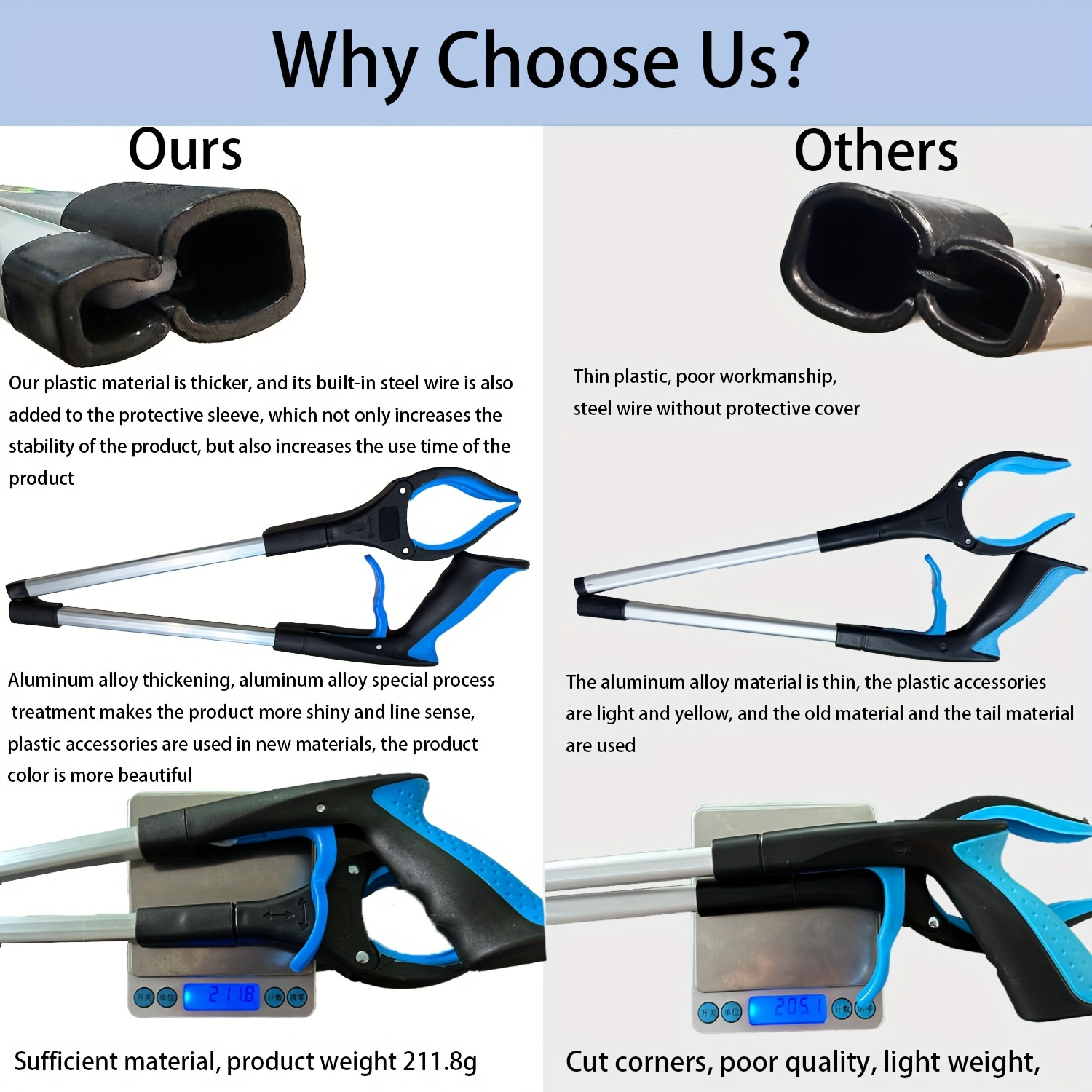 Aluminum Alloy Folding Trash Picker Grabber Tool With Metal Rod