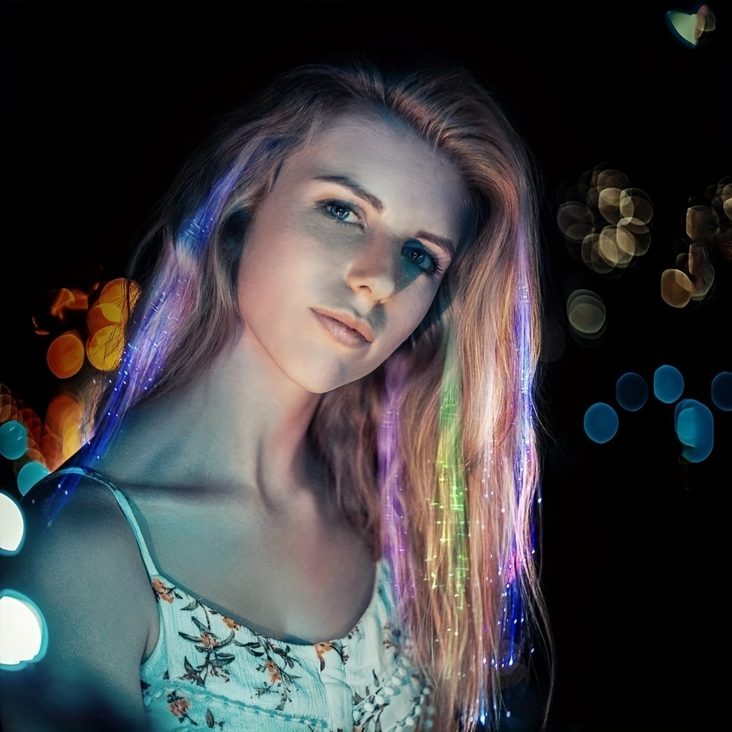 6 pcs led color butterfly braids glitter fiber braids party hairpins birthday entertainment fashion dress up halloween christmas decorations new years party glow gifts music festival costumes details 5