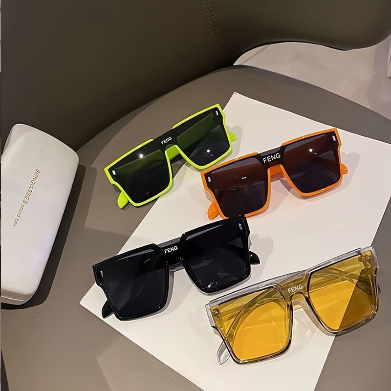 

Large One-piece Fashion Glasses For Women Men Neon Color Fashion Decorative Sun Shades For Beach Party Club