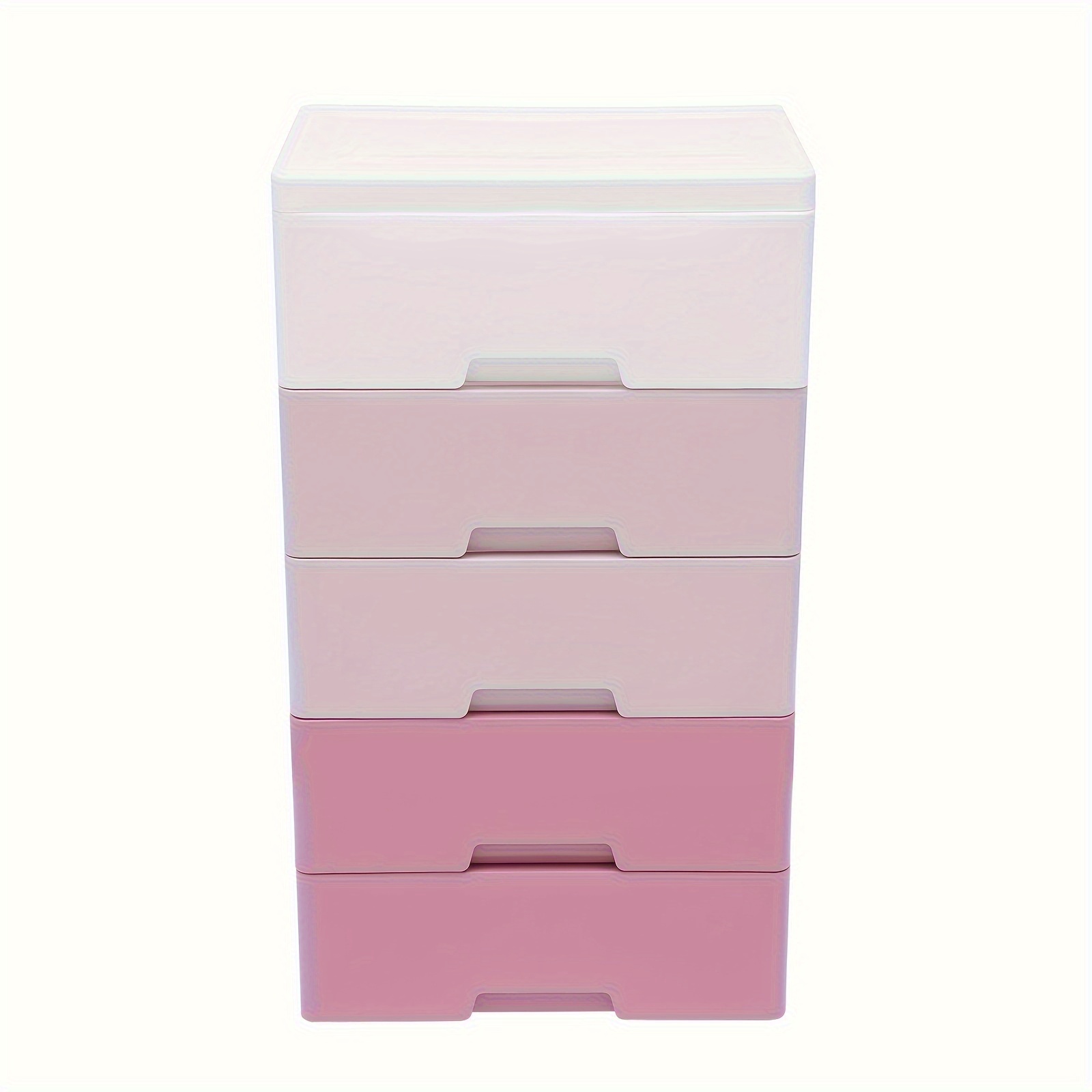 

Plastic Storage Drawer Cabinet - Gradient Pink Rectangular Multipurpose Organizer With Spacious Non-waterproof Drawers For Home, Toys, And Sundries