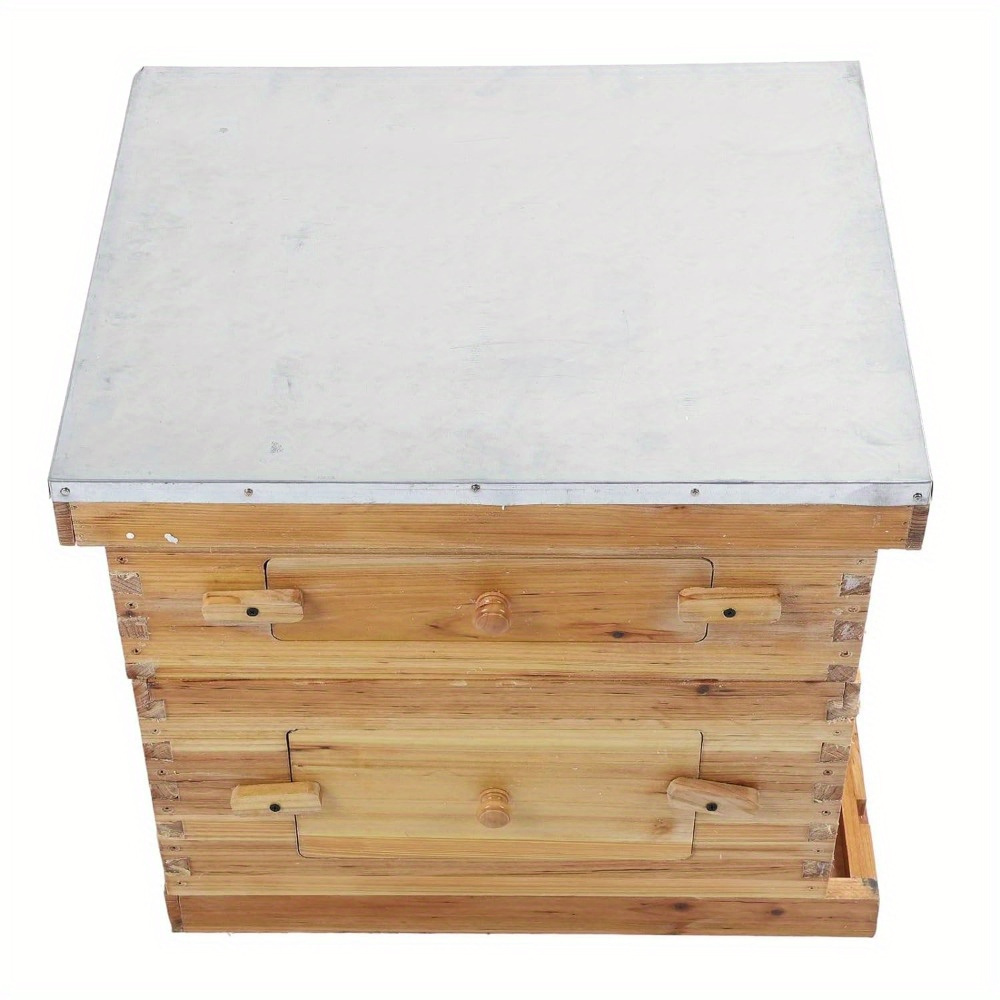 

Wooden Beesuper Box For Beginners, 10 Frame Complete Beehive Kit With Easy Ventilation, Observation Window And Bionic Wax Coating