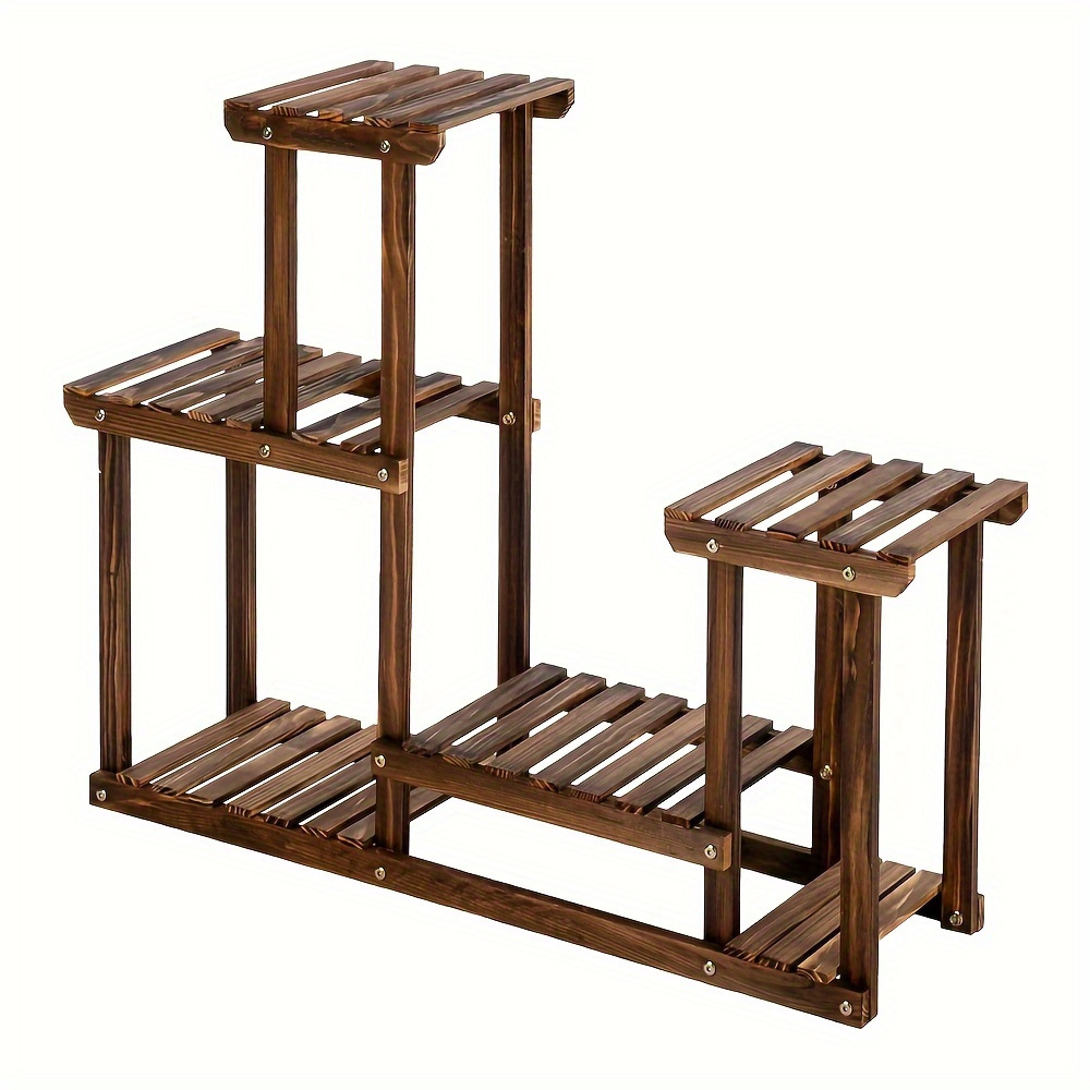 

4-tier 7-seater Pine Wood Carbonized Bamboo Flower Stand