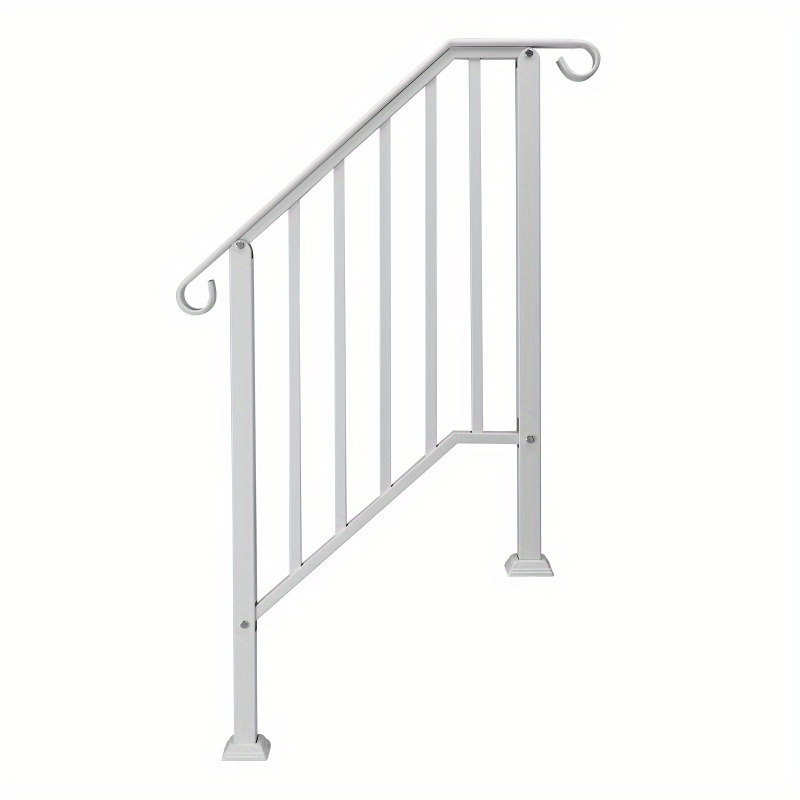 

Matte White 2-step Galvanized Iron Handrail, Outdoor Garden Stair Railing, Easy Install Safety Hand Support For Patio Steps