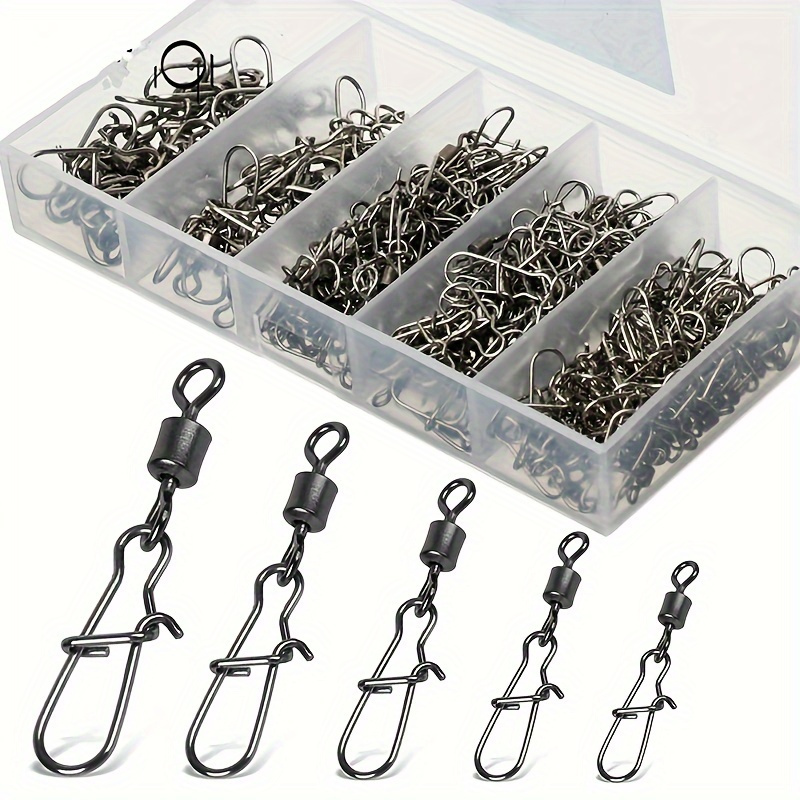 

50 Pcs Box Fishing Connector Pin - Set Of 5 Different Sizes Of Swivels For Fishing - Made Of High-quality Stainless Steel For Durability And Rust Resistance - Connecting Lures And Hooks