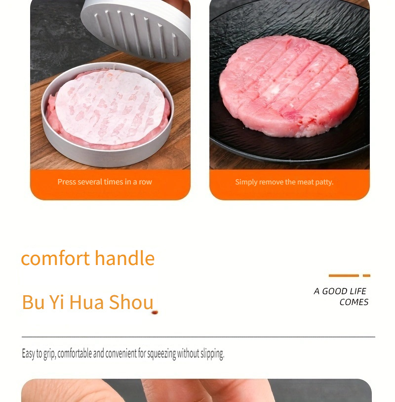   aluminum burger patty press heavy duty hamburger meat mold with handle for bbq grill non stick patty molding tool easy to   suitable for outdoor cooking details 10