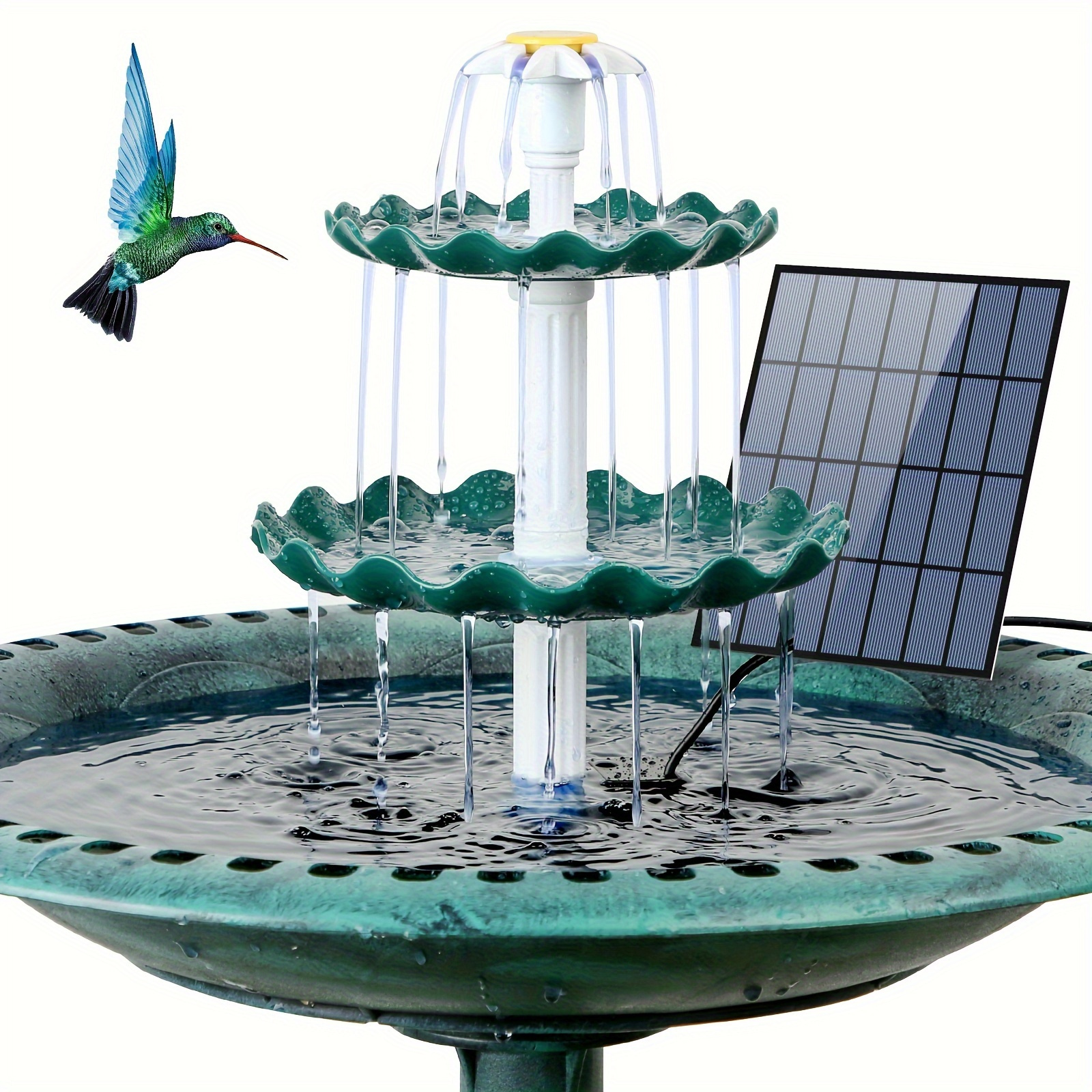 

3 Tiered Bird Bath With 3.5w Solar Pump, Diy Solar Fountain Detachable And Suitable For Bird Bath, Garden Decoration, Outdoor Bird Feeder