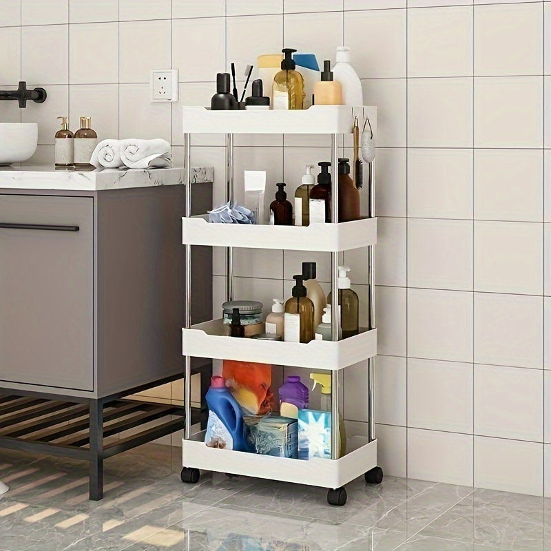 

Versatile Slim Storage Cart With Wheels - Multi-tier Plastic Organizer For Bathroom, Kitchen & Office - Space-saving Narrow Rack For Tight Spaces
