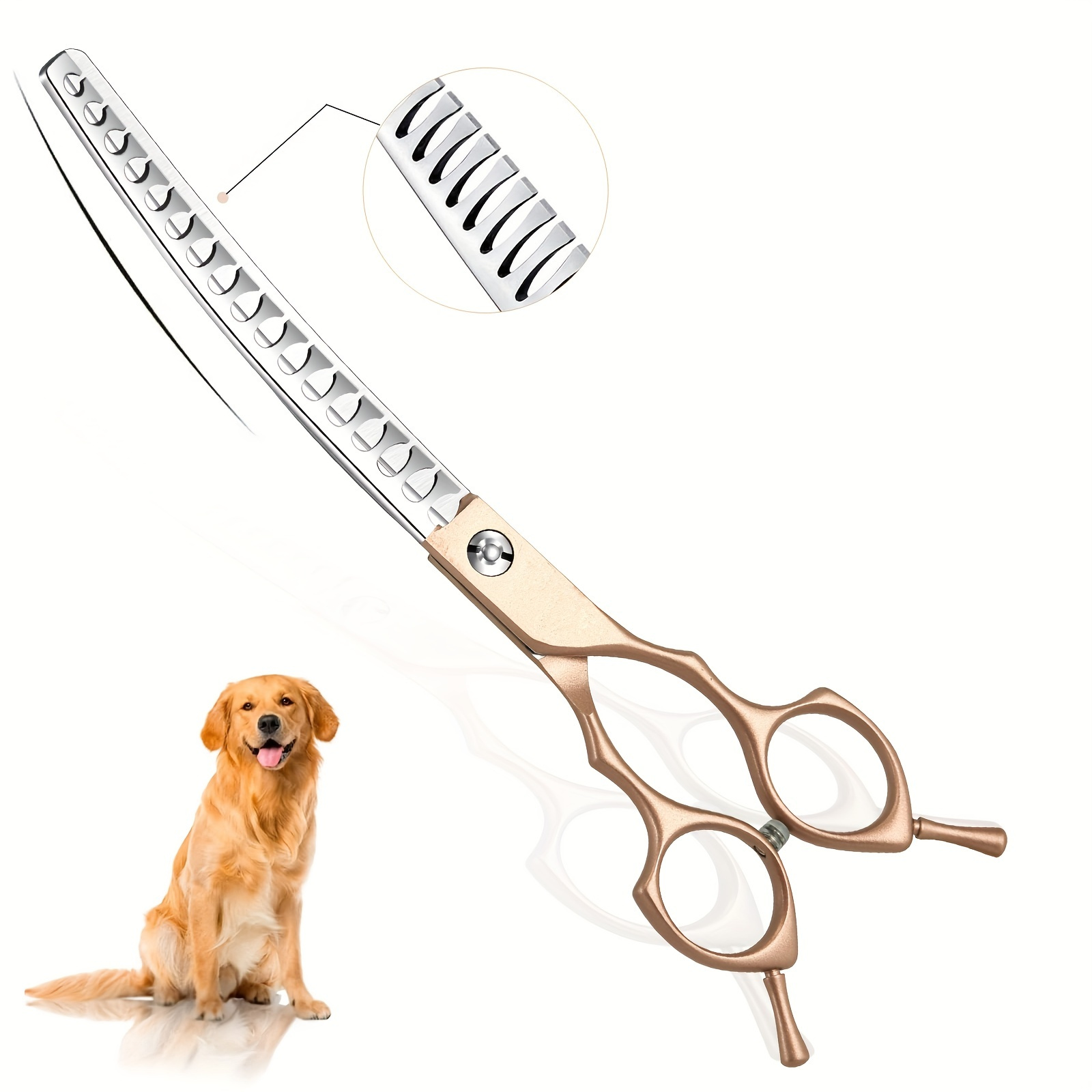 

6.5" Stainless Steel Pet Grooming Scissors - Ergonomic Curved & Thinning Shears For Dogs And Cats, Options, Comfortable Grip Design, Cat Fur Trimming | Sleek Metallic | Stainless Steel Shears