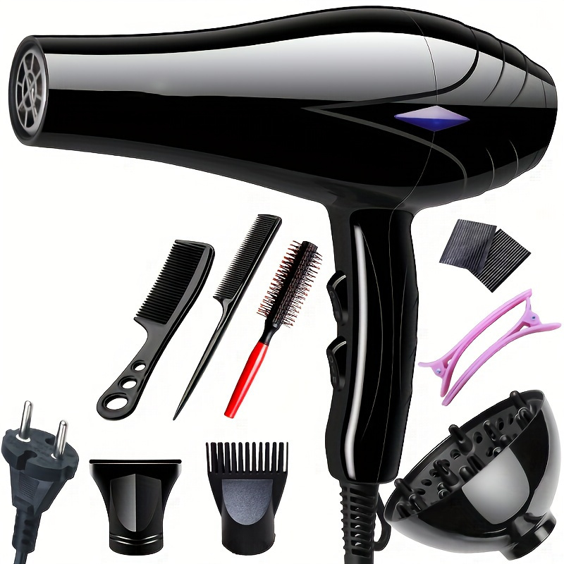 

Professional Hair Dryer With European Plug High Power Salon Blow Dryer With Diffuser, Nozzles, And Styling Accessories