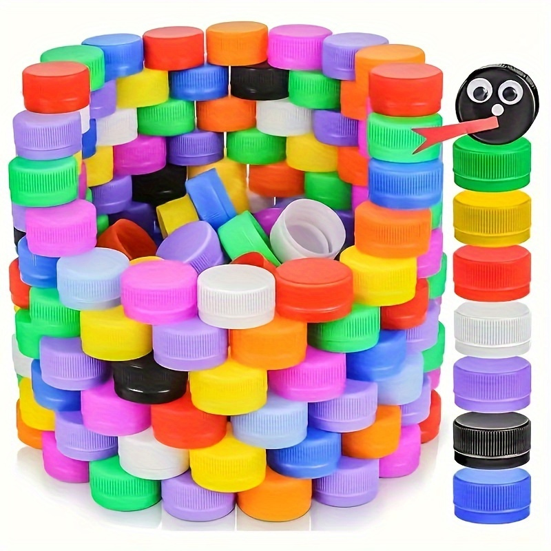 

50-Pack de bouchons de bouteilles en plastique multicolores, assortiment de bouchons de bricolage pour artisanat et de néons, matériau