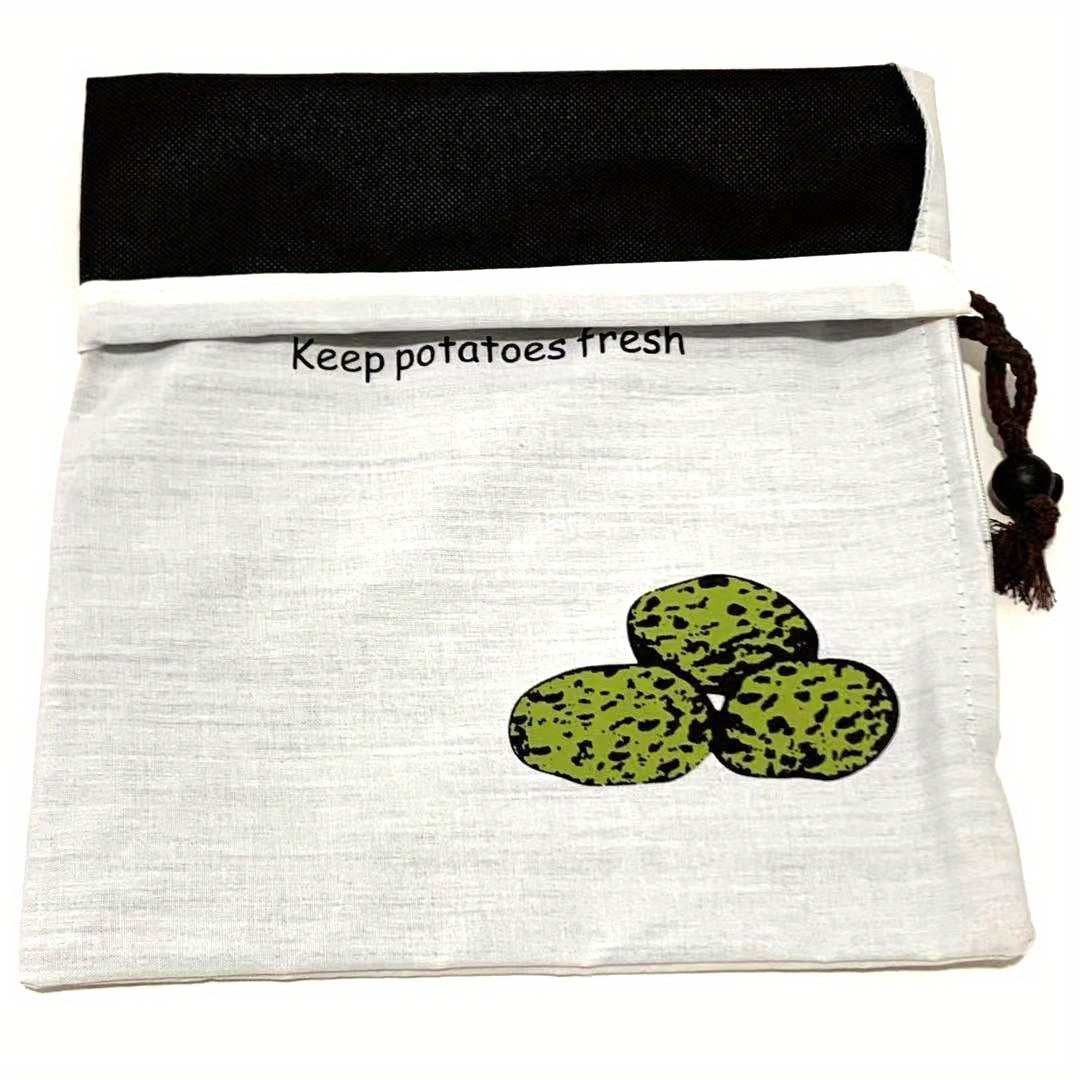 1pc reusable canvas storage bag for potatoes onions keep vegetables   drawstring closure rectangular shape   fabric   organizer for   vegetable storage details 3