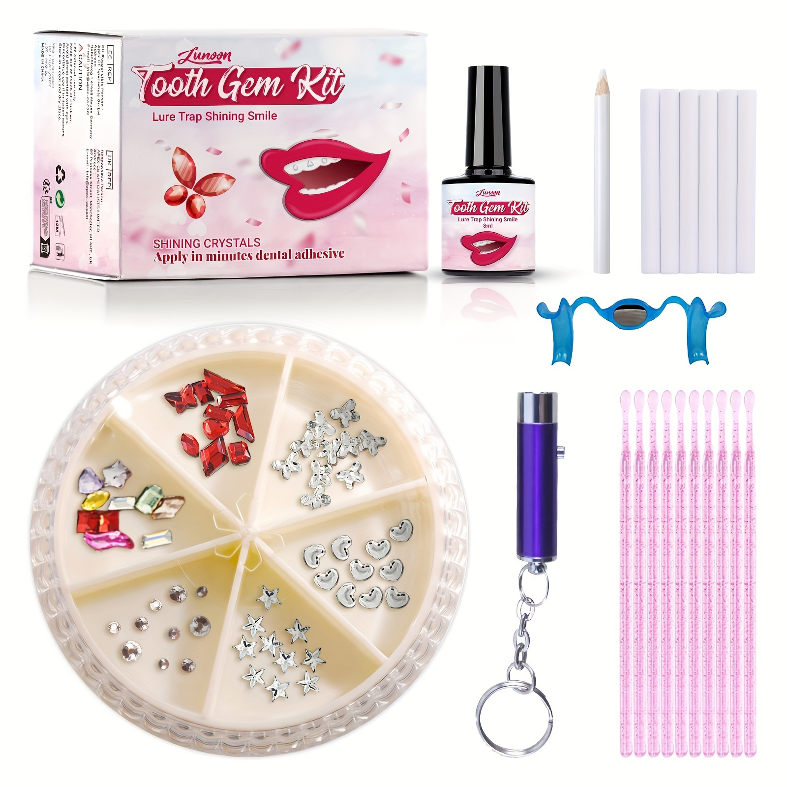 

Teeth Gem Kit, Easy-apply & Removable Tooth Jewelry, Tooth Care Accessory, For Music Festivals, Daily , Perfect Gift For