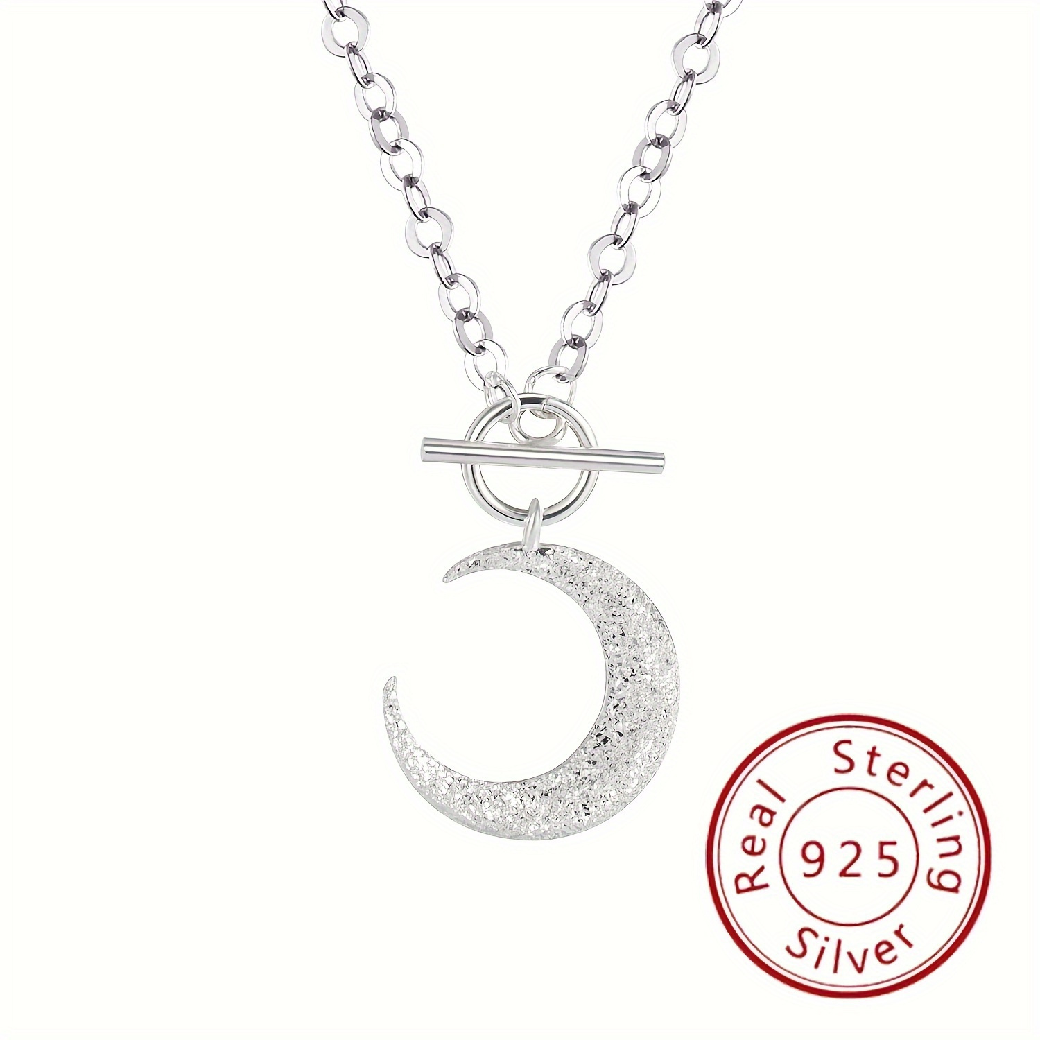 

Exquisite Luxury 925 Sterling Silver Moon Necklace With Ot Buckle Sparkling Clavicle Chain Accessories