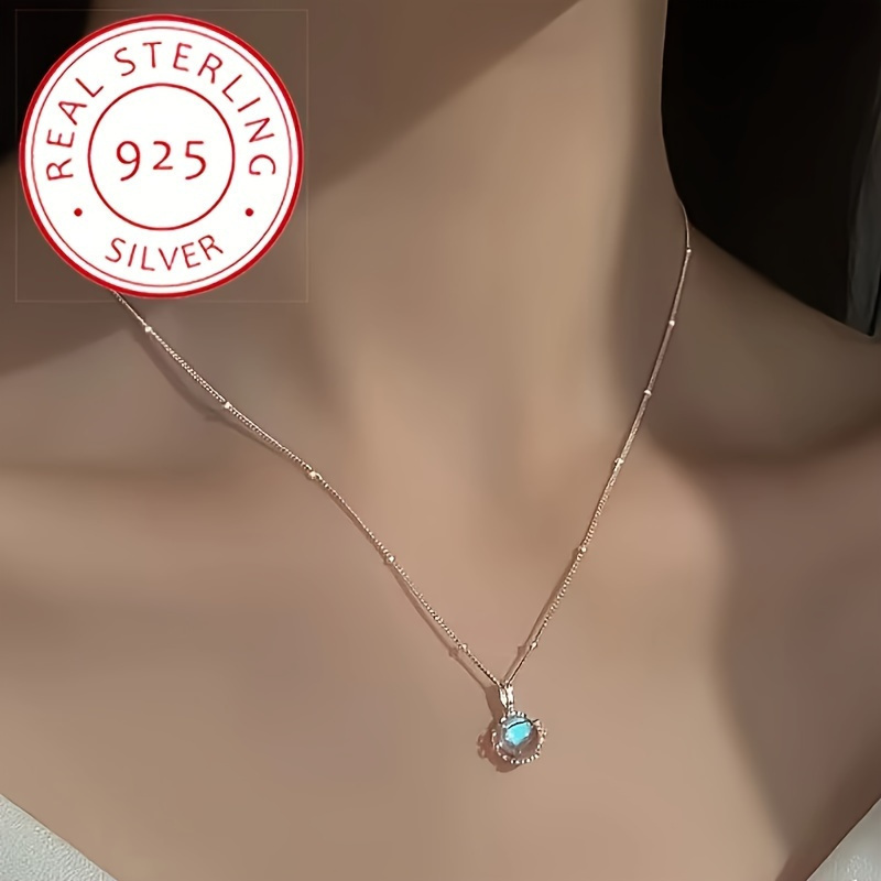 

Minimalist 925 Sterling Silver Exquisite Pendant Necklace, Round Niche Design Sense Female Temperament Premium Sense Clavicle Chain Versatile Elegant Jewelry Gifts For Women