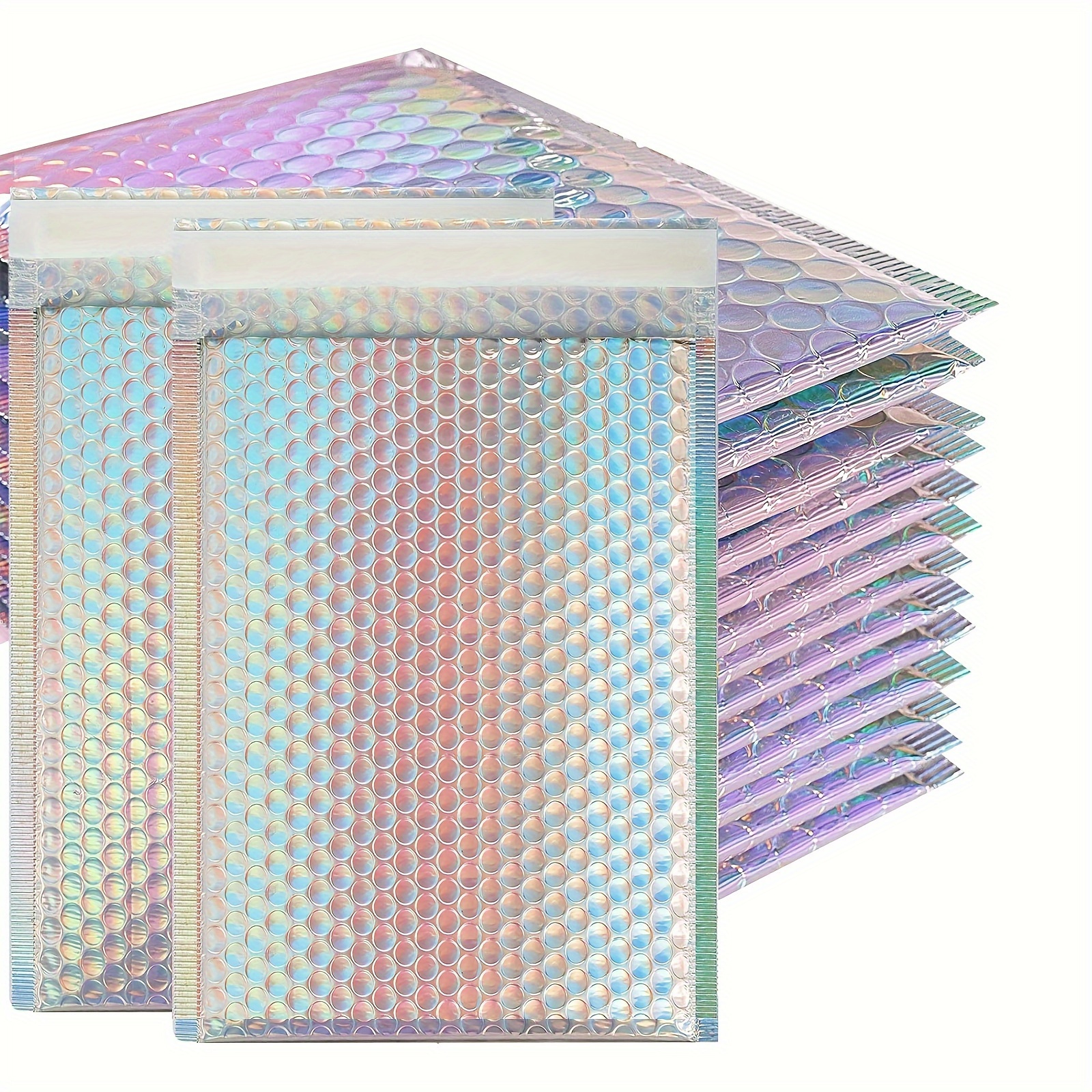 Holographic Self-* Bubble Mailers, PET Material Waterproof And  Puncture-Proof Packaging Envelopes for Jewelry Display (No