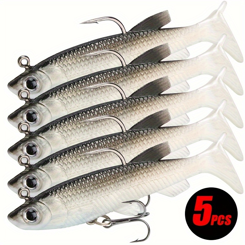 

5pcs Souple à Enfoncement Hameçon , Tête Plombée à Long de Truite Chien de Mer