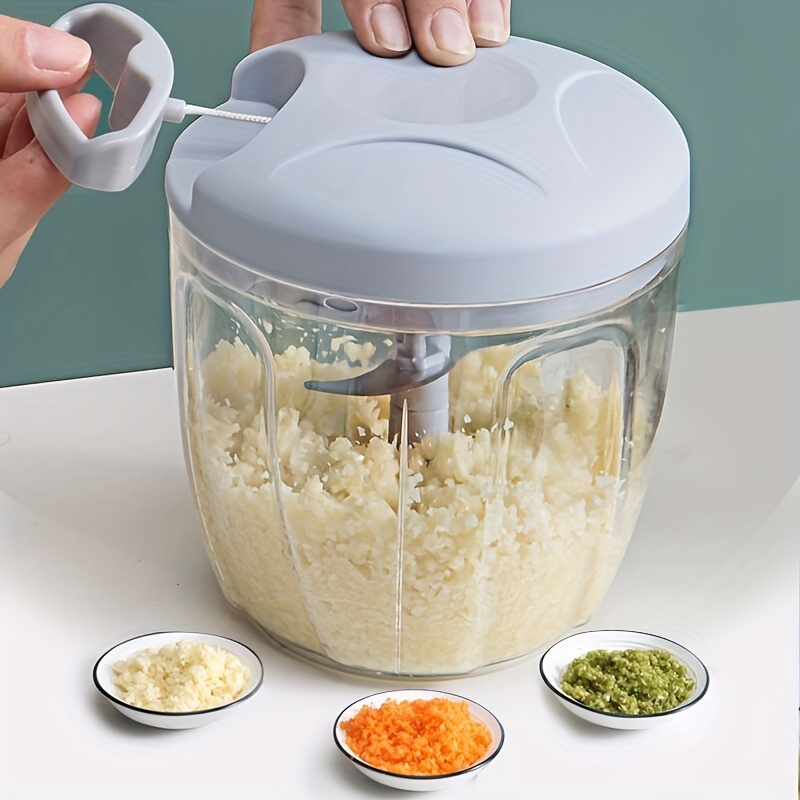 

1pcs Multifunctional Manual Vegetable Cutter And Garlic Masher - Plastic Food Chopper With Washable Lid, Kitchen Gadget For Chopping Fruits And Vegetables Without Electricity