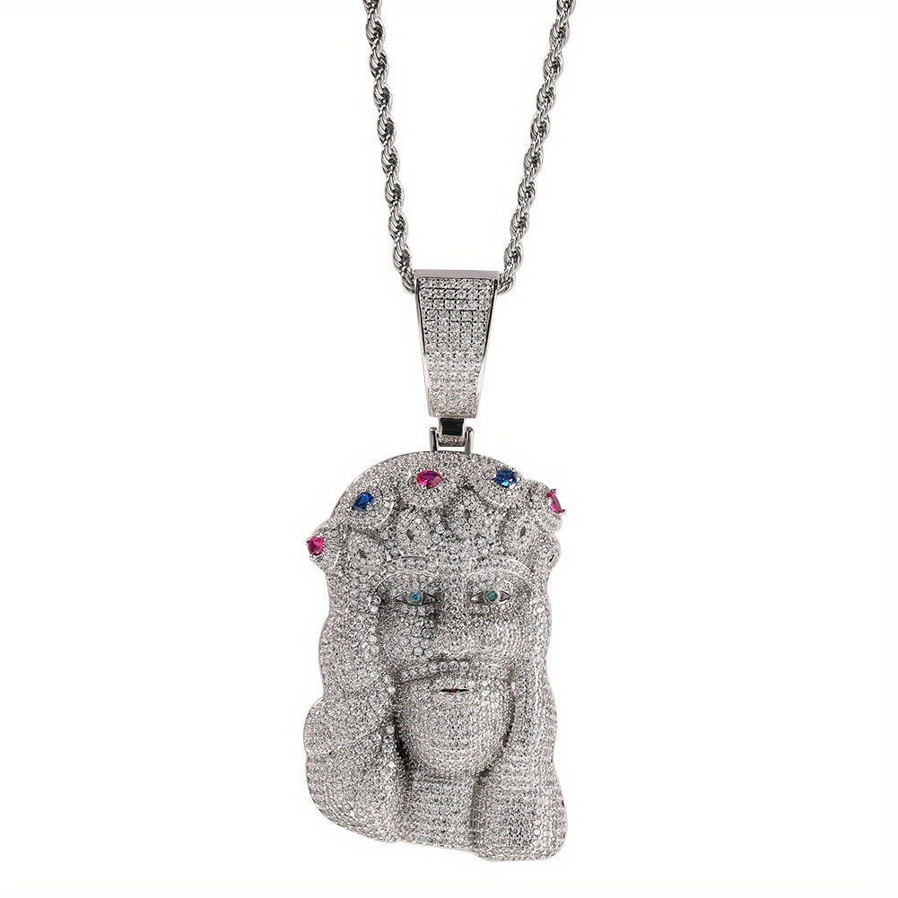 

Hip-hop Style Portrait Pendant Necklace For Women, Sexy Sweater Chain, Nightclub Accessory With Iced Out Cubic Zirconia