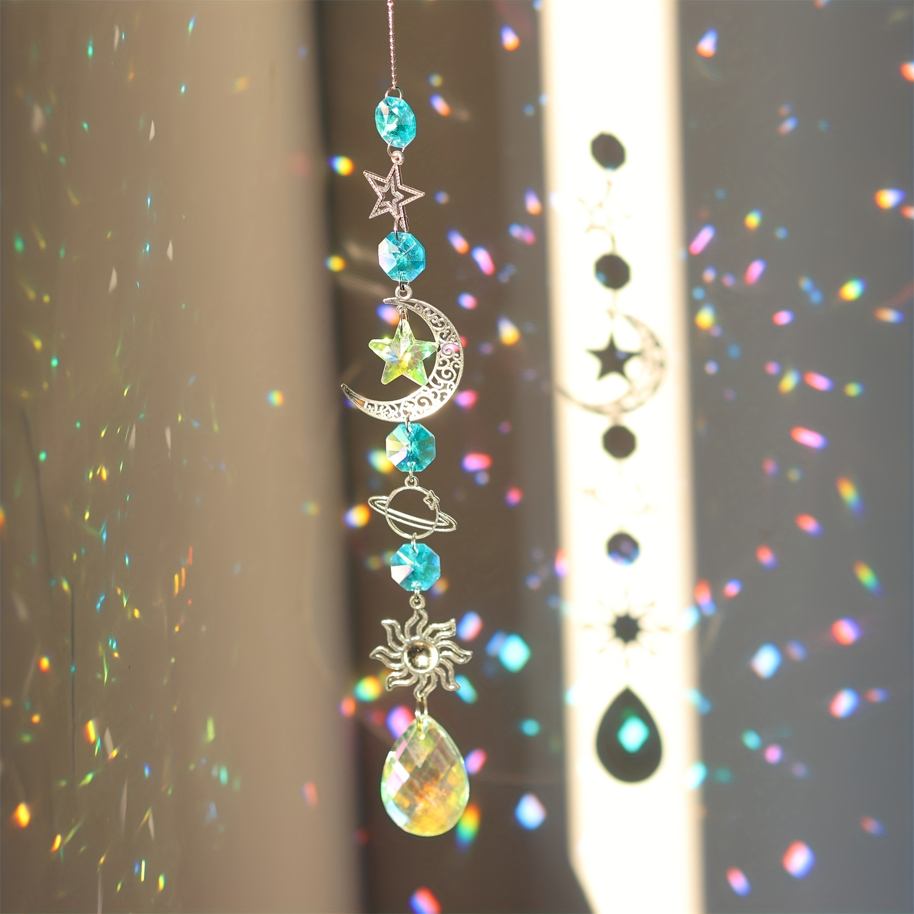 

1pc Crystal Rhinestone Suncatcher For Window, Prisms Pendant Rainbow Maker, Crystal Sun Catchers Indoor Hanging, 5d Diamond Art Suncatcher With Crystal Pendant For Adults Home Decor