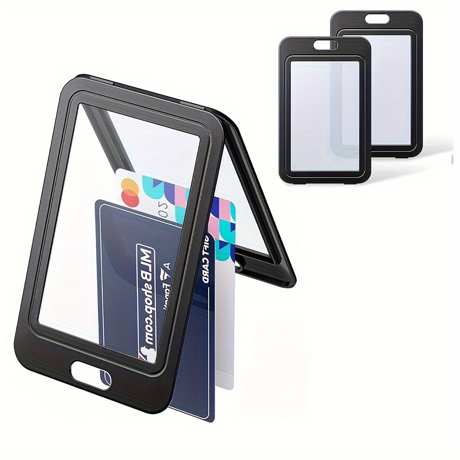 

[customer ] 2pcs Black Double-sided Id Badge Holders With Clear Window - Pp Card Protector Pouch For Office, School, Credit Cards & Passes