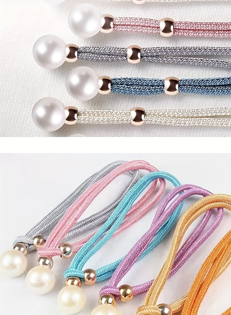 2pcs elegant   pearl curtain tiebacks   multifunctional window drapery holders for home office decor details 5