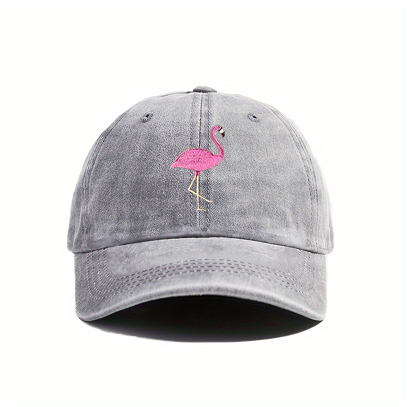 

Flamingo Printed Baseball Cap Lightweight Washed Distressed Dad Hat Adjustable Sunshade Sports Hats For Women